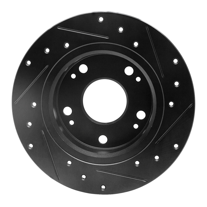 Acura TSX Brake Rotor (1) - Rear Left - R1 Concepts - Drilled & Slotted - Black - `03-`08